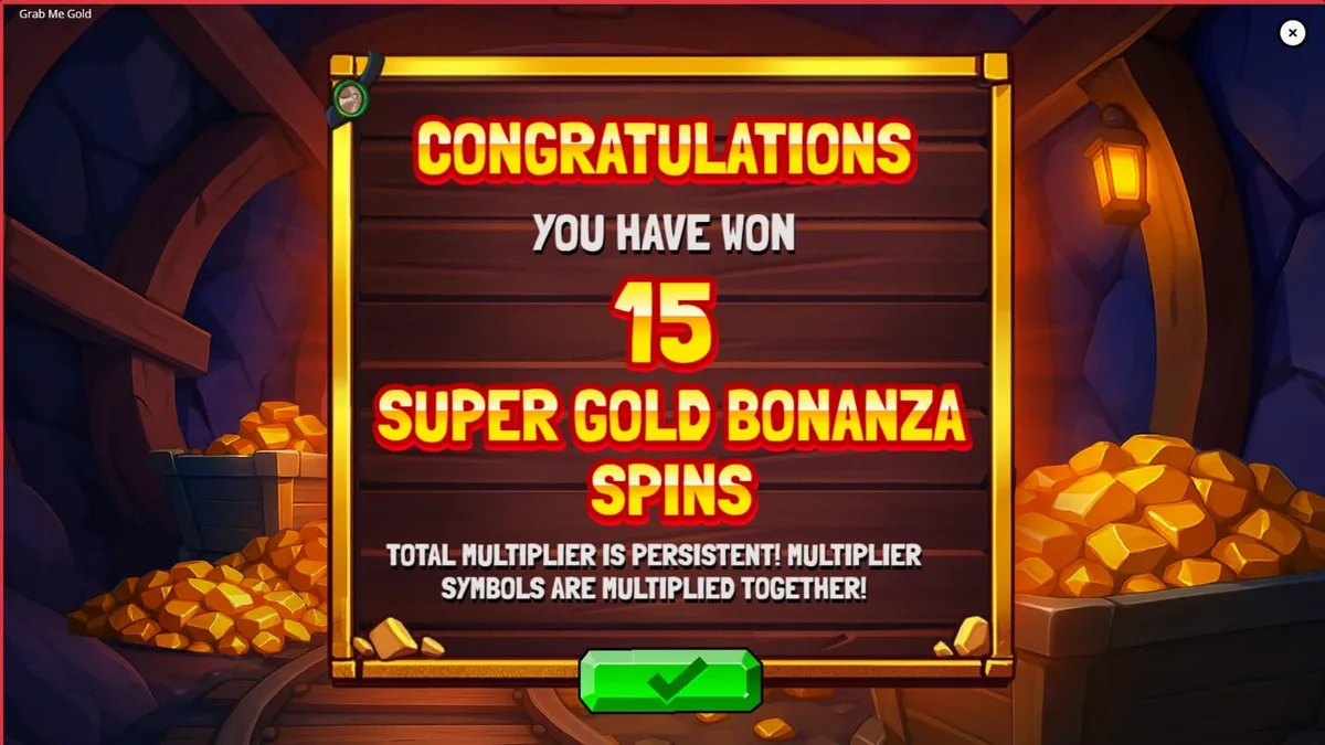 Isang visual na representasyon ng Grab Me Gold slot na may temang pagmimina at ginto.