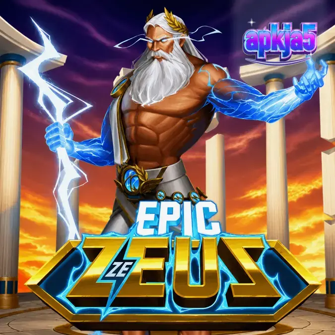 Tampilan visual grid slot Epic Ze Zeus dengan simbol-simbol mitologi Yunani